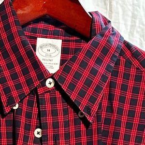 Men's Red/Black Checkered Brooks Brothers Button-Down Shirt (M)